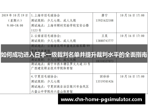 如何成功进入日本一级裁判名单并提升裁判水平的全面指南
