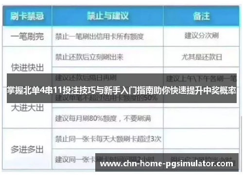 掌握北单4串11投注技巧与新手入门指南助你快速提升中奖概率